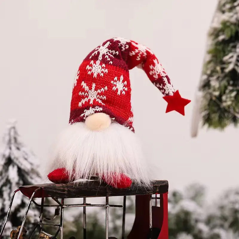 Christmas Scene Decor with Illuminated Knitted Figurine
