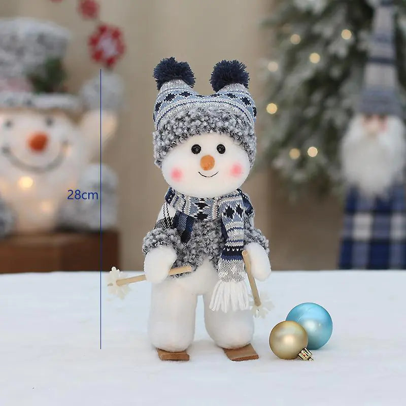 Blue Fabric Snowman Doll for Holiday Decoration