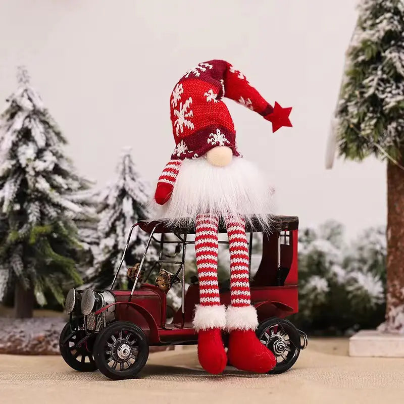Christmas Scene Decor with Illuminated Knitted Figurine
