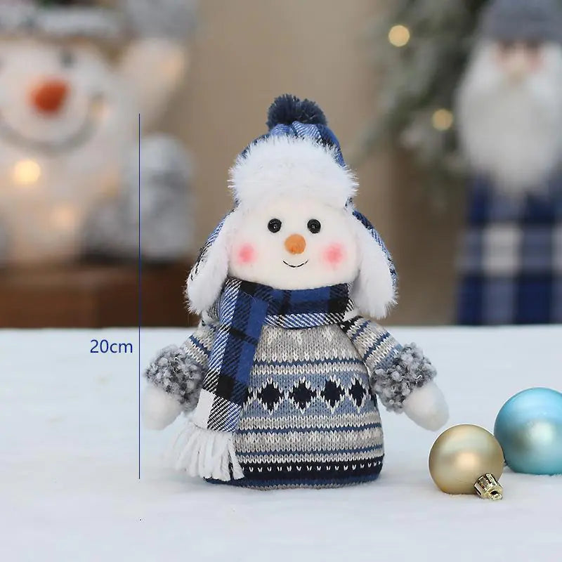 Blue Fabric Snowman Doll for Holiday Decoration