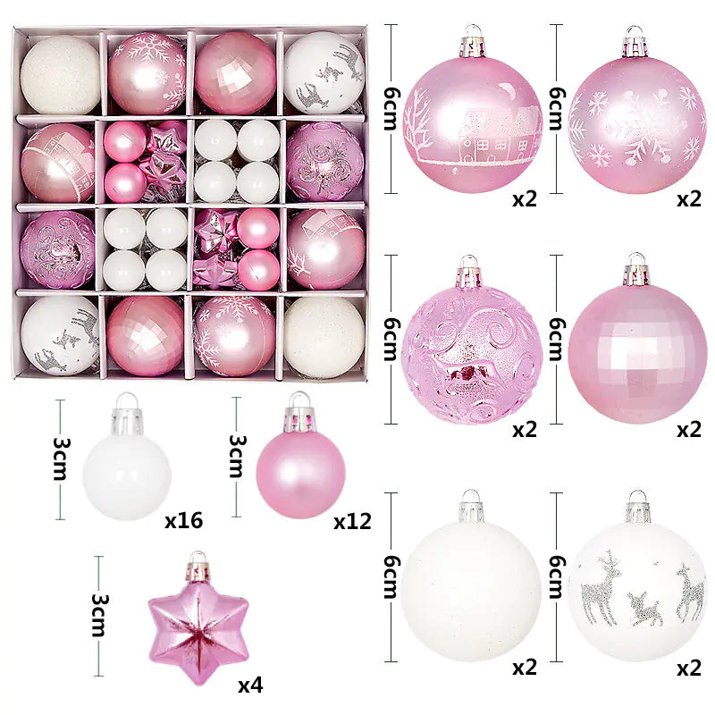 44pcs Christmas Ornaments Set with Decorative Balls