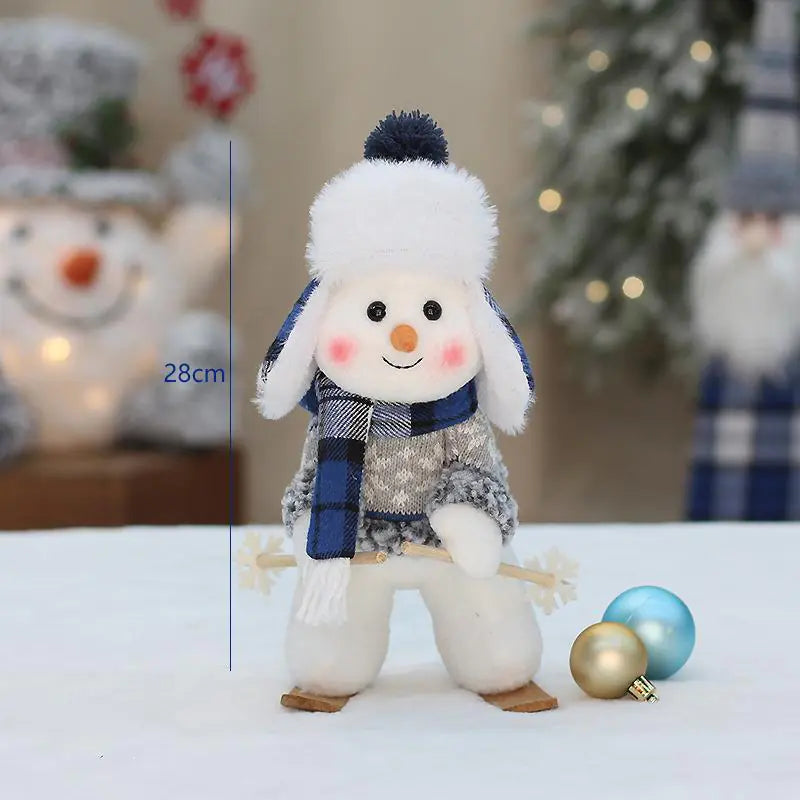Blue Fabric Snowman Doll for Holiday Decoration