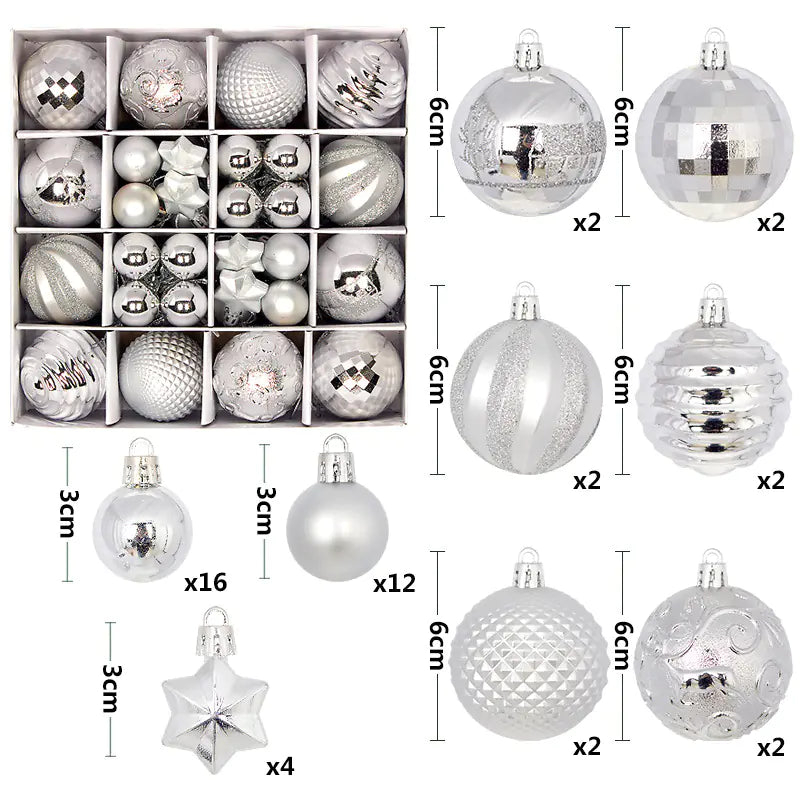 44pcs Christmas Ornaments Set with Decorative Balls