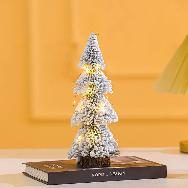 Mini Christmas Tree with Snowy Pine Needles Decor