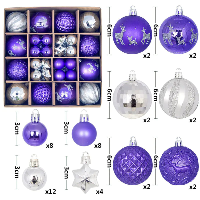 44pcs Christmas Ornaments Set with Decorative Balls