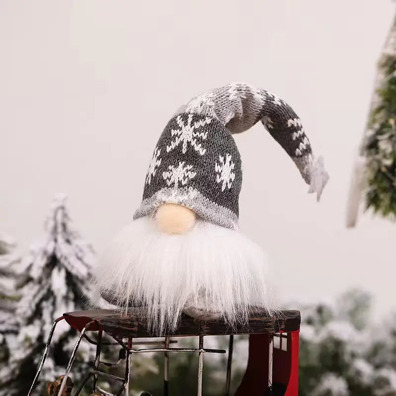 Christmas Scene Decor with Illuminated Knitted Figurine