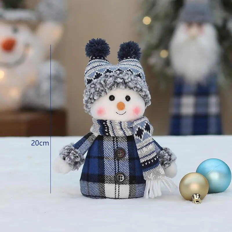 Blue Fabric Snowman Doll for Holiday Decoration