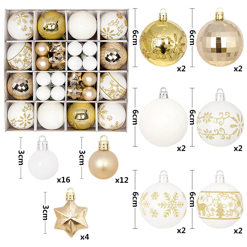 44pcs Christmas Ornaments Set with Decorative Balls