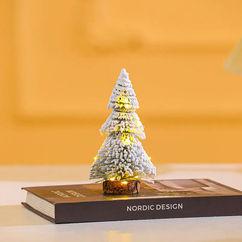 Mini Christmas Tree with Snowy Pine Needles Decor