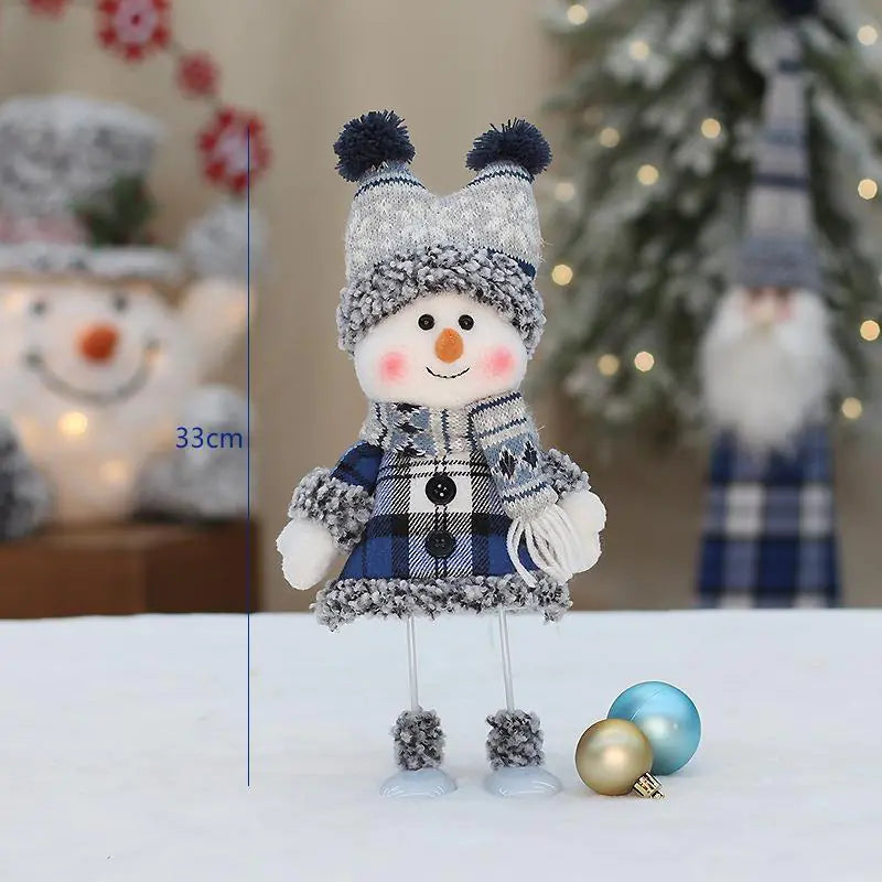 Blue Fabric Snowman Doll for Holiday Decoration