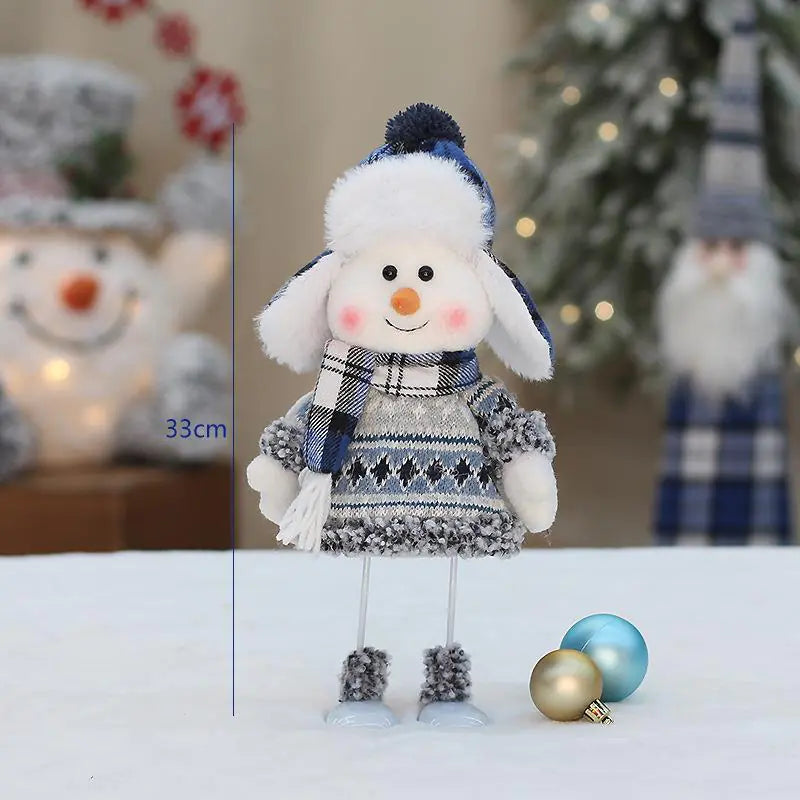 Blue Fabric Snowman Doll for Holiday Decoration