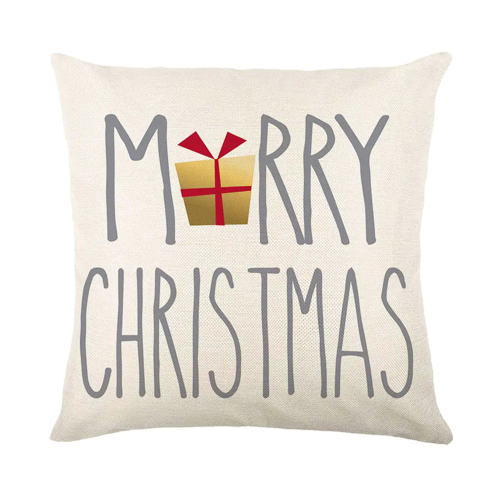 Hand Painted Elk Christmas Tree Linen Pillow Decoration