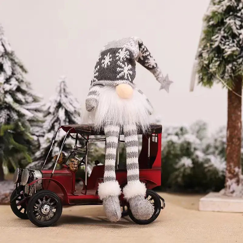 Christmas Scene Decor with Illuminated Knitted Figurine
