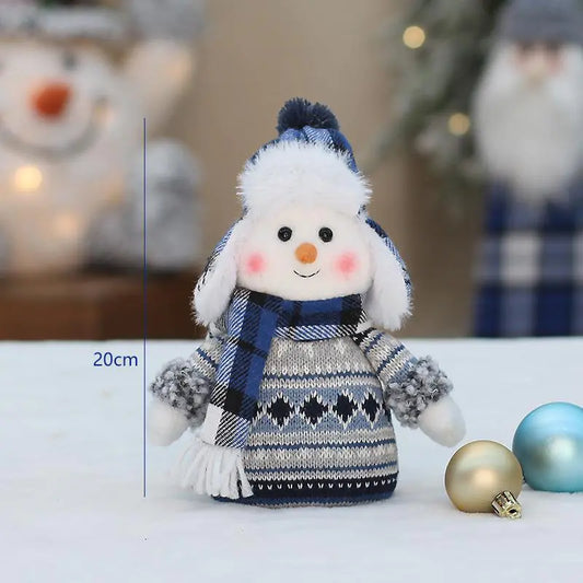 Blue Fabric Snowman Doll for Holiday Decoration