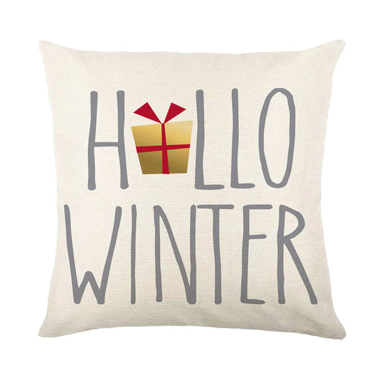 Hand Painted Elk Christmas Tree Linen Pillow Decoration